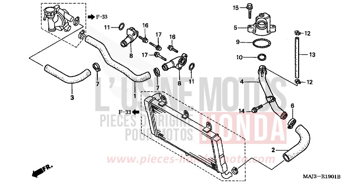 WASSERROHR (ST1100T/V/W/AT/AV/AW) von Pan-European ABS MUTE BLACK METALLIC (NH359) von 1996